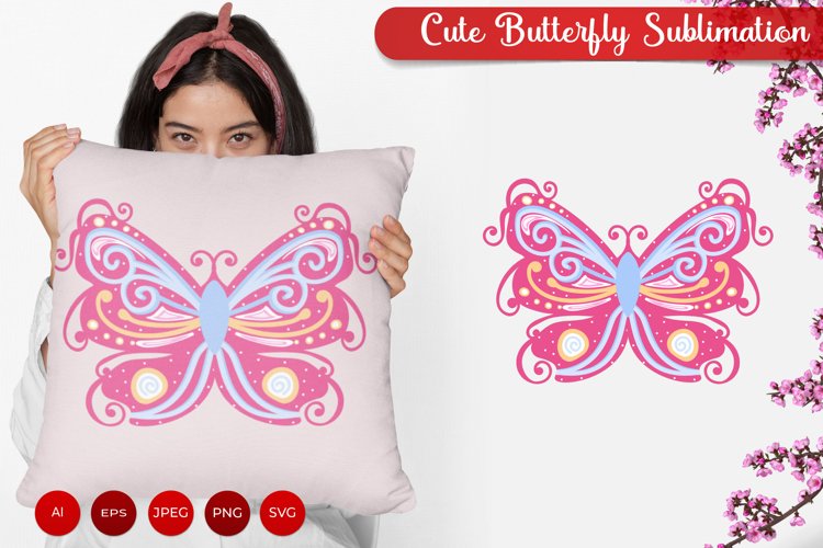 Decorative Colorful Butterfly with Swirl Decoration Design example image 1