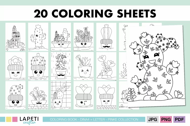 Cute Cactus Coloring Page | Kawaii Succulent Printable