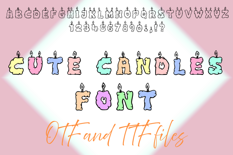 Cute Candle Birthday Cartoon Typeface Font OTF TTF