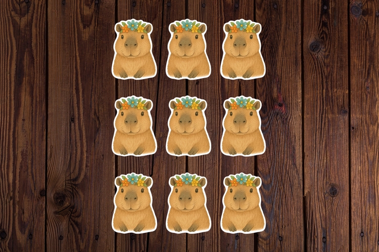 Cute Capybara Printable Stickers - PNG Sticker Sheet
