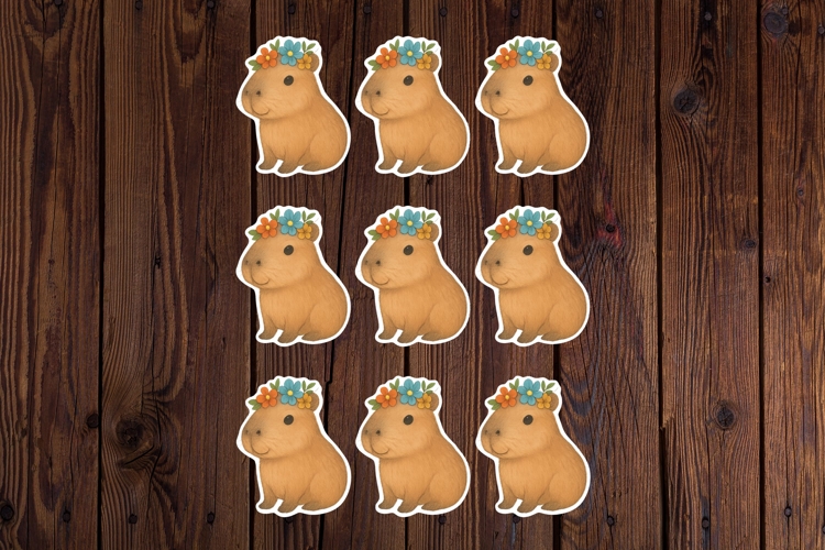 Cute Capybara Printable Stickers - PNG Sticker Sheet