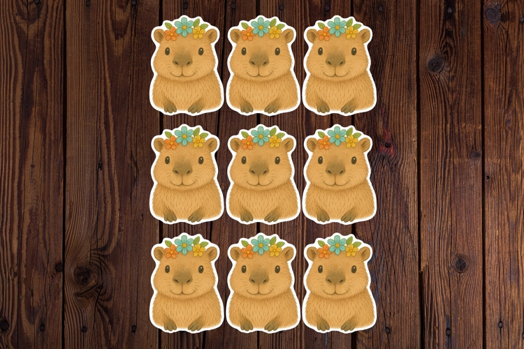 Cute Capybara Printable Stickers - PNG Sticker Sheet