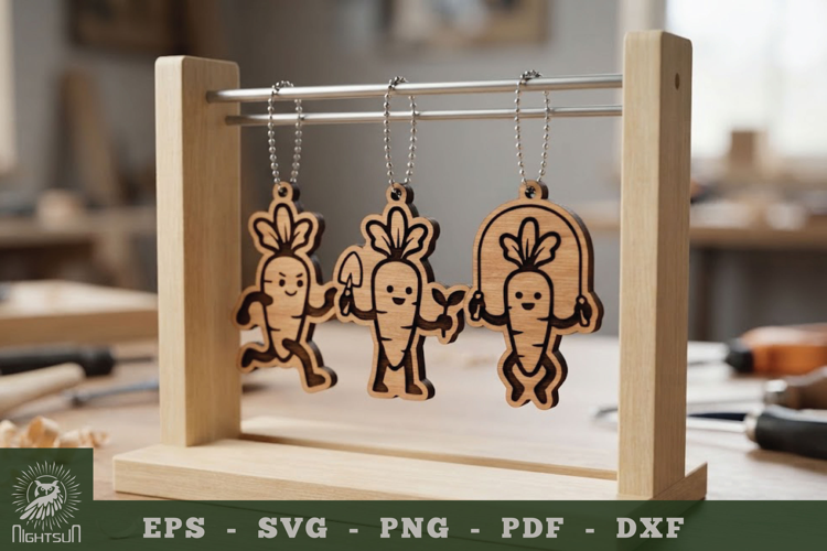 Cute Carrot Lasercut Keychain Collection