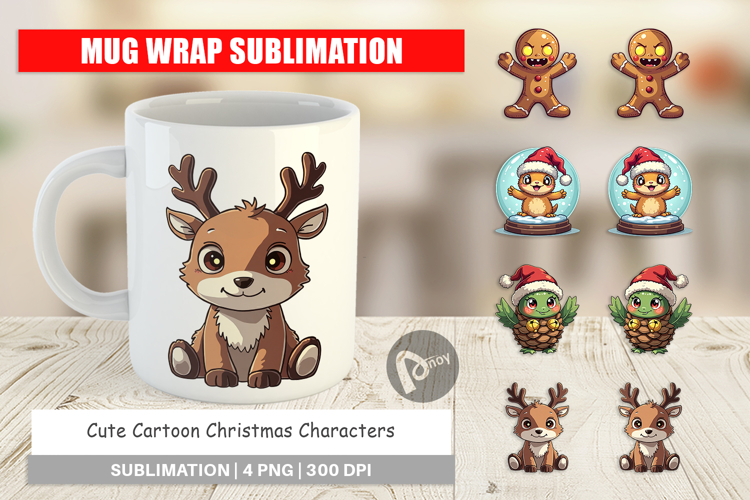 Cute Christmas Characters Mug Wrap