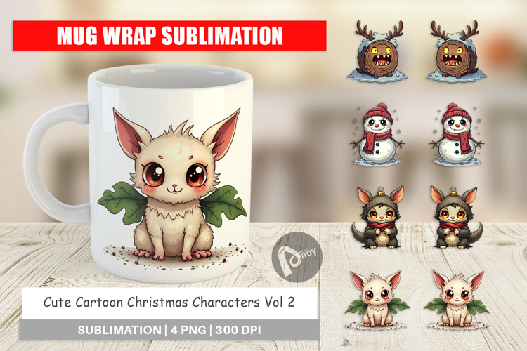 Cute Christmas Characters Mug Wrap