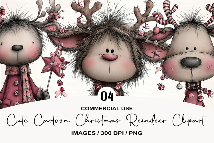 Cute Cartoon Christmas Reindeer Clipart