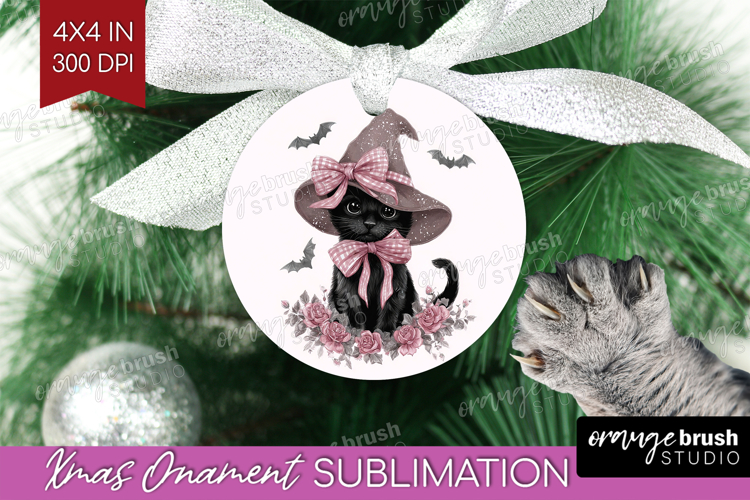 Cute Cat Cute Ornament PNG Pink Halloween PNG Sublimation