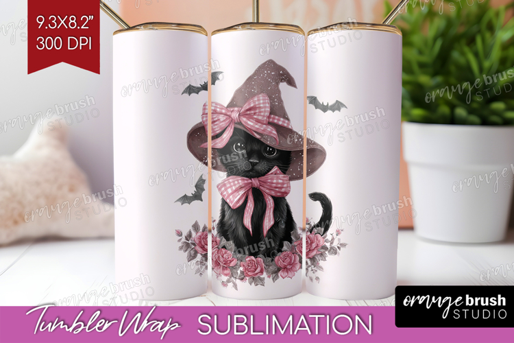 Cute Cat Cute Tumbler Wrap Pink Halloween Tumbler PNG