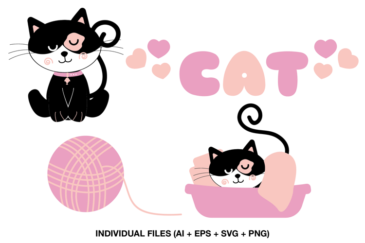 Cute Cat Clipart for Cardmaking | Cat Lover Greeting Art