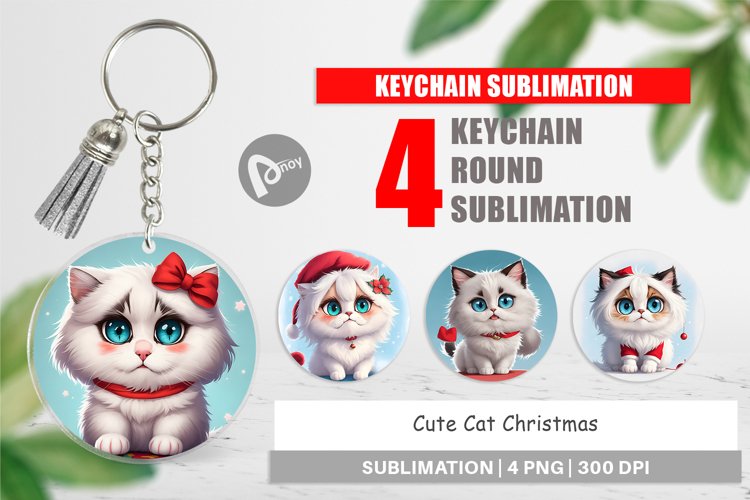 Keychain Cute Cat Christmas