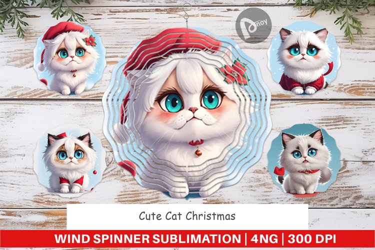 Wind Spinner Cute Cat Christmas