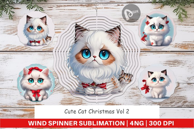 Wind Spinner Cute Cat Christmas
