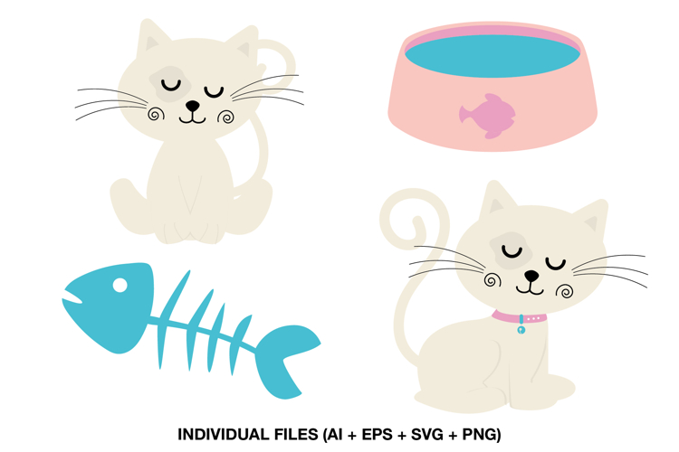 Cute Cat Clipart for Scrapbooking Nursery Cards & Stickers