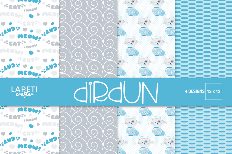 Cute Cat Digital Paper 12x12, Baby Nursery Backgrounds