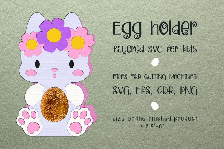Cute Cat. Easter Egg Holder Template for cutting machines