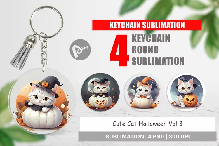Keychain Cute Cat Halloween