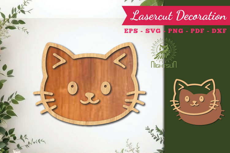 Cute Cat Lasercut Decoration SVG