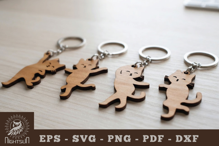 Cute Cat Lasercut Keychain
