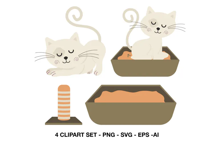 Cute Cat Litter Box Clipart