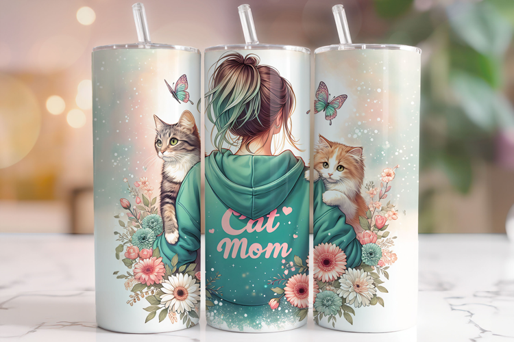Cat Mom Tumbler Wrap, Cat Lover Tumbler Wrap, Kitten Tumbler