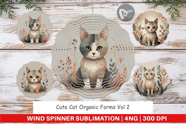 Wind Spinner Cute Cat and Organic Forms