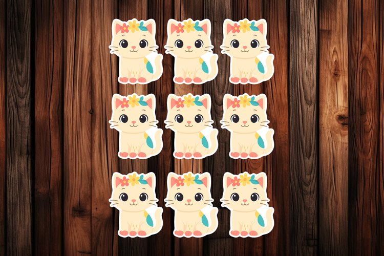 Cute Cat Printable Stickers - PNG Sticker Sheet