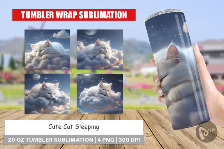 Tumbler Sublimation Wrap Cute Cat Sleeping
