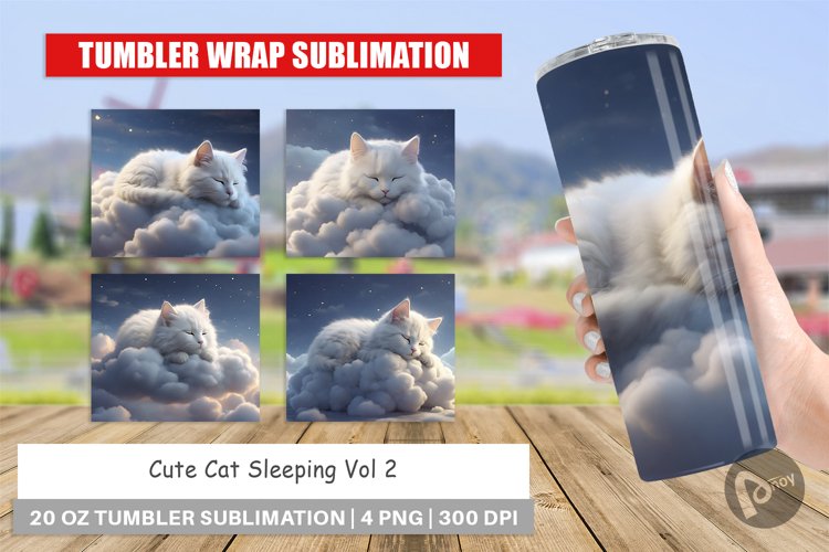 Tumbler Sublimation Wrap Cute Cat Sleeping