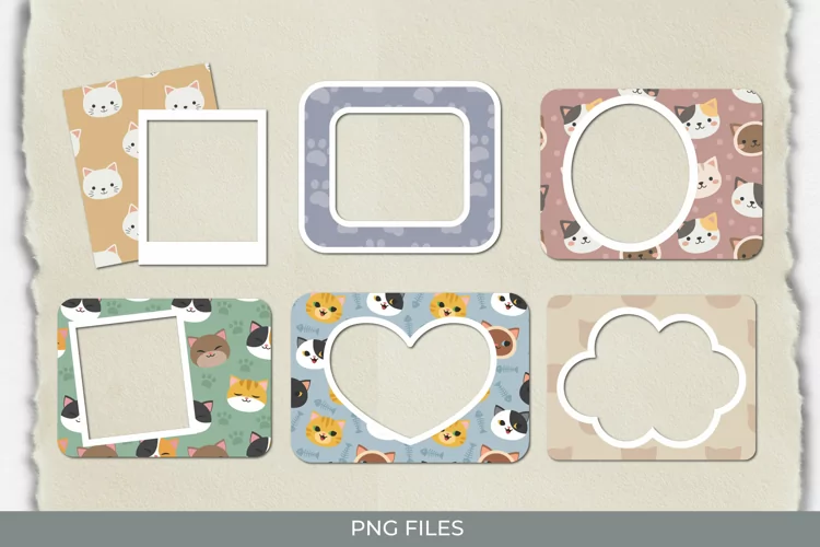 Cute Cat with Vintage Color Seamless Pattern Frames