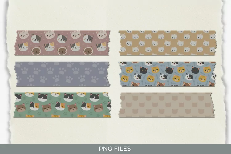 Cute Cat with Vintage Color Seamless Pattern Tape