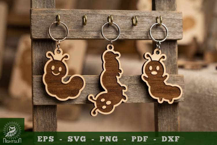 Cute Caterpillar Lasercut Keychain