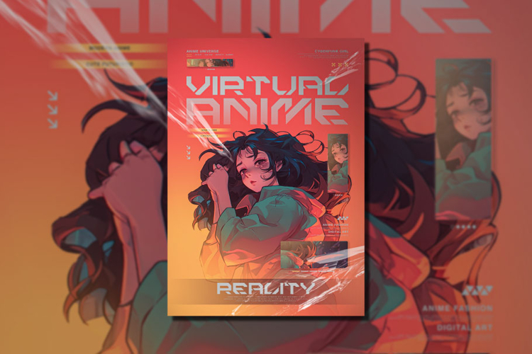 Cute Character Futuristic Style Flyer Poster Design
