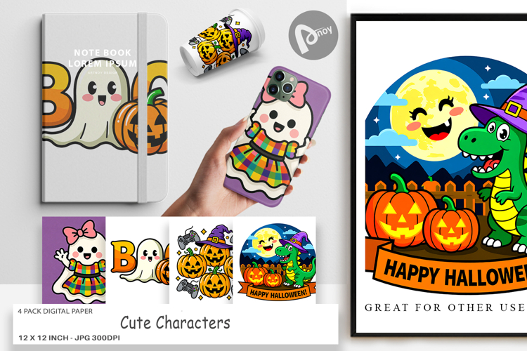 Cute Characters Digital Paper