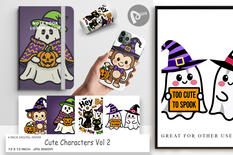 Cute Characters Digital Paper