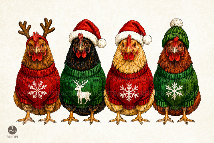 Cute Chicken Christmas Shirt PNG Design, Winter Sublimation