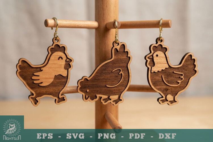 Cute Chicken Lasercut Keychain example image 1