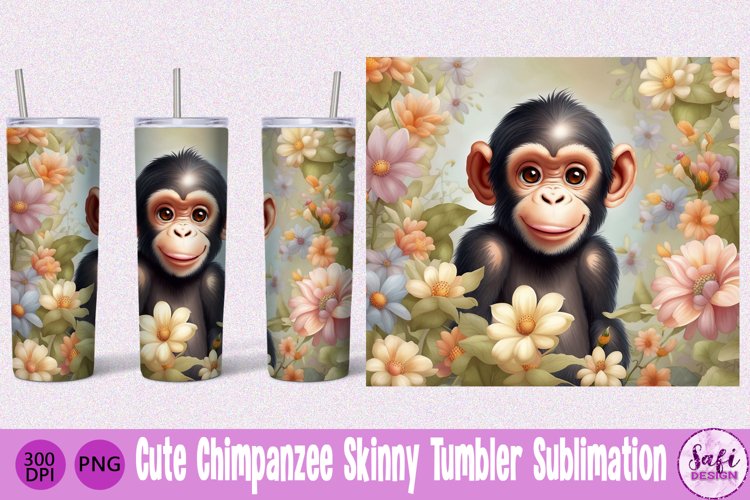 Cute Chimpanzee Skinny Tumbler Sublimation example image 1