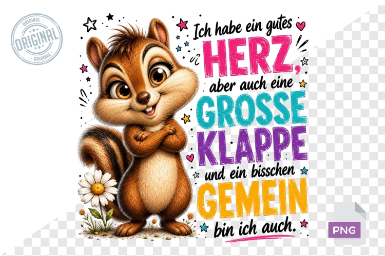 Cute Chipmunk German Funny Quote Sublimation PNG File
