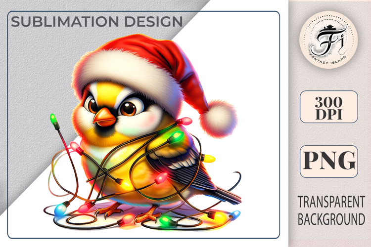 Cute Christmas Bird Clipart | Festive Lights | Holiday Bird