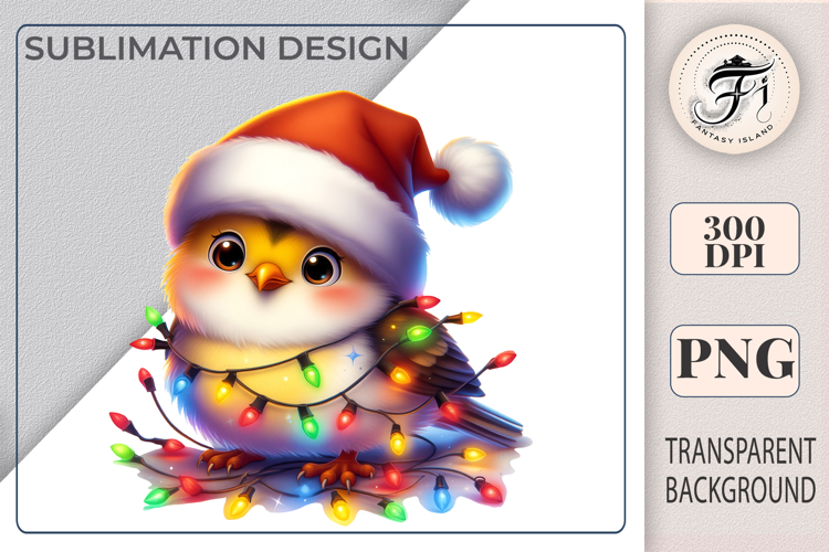 Cute Christmas Bird Clipart | Festive Lights | Holiday Bird