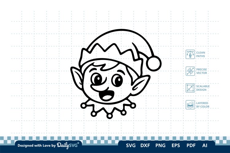 Cute Christmas Elf SVG Cut File for Crafts example image 1