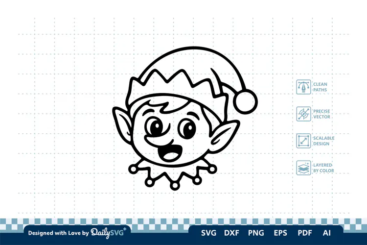 Cute Christmas Elf SVG Cut File for Crafts