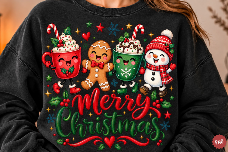 rending Christmas Characters PNG, Doodle Christmas Png
