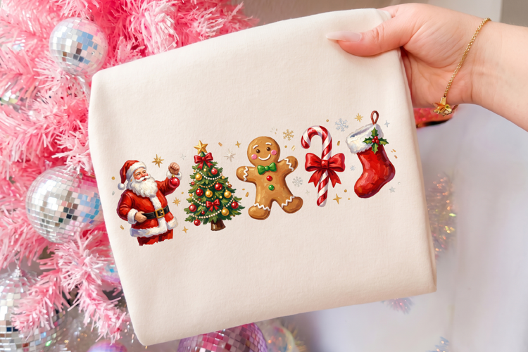 Cute Christmas Crew PNG, Santa Gingerbread T-Shirt