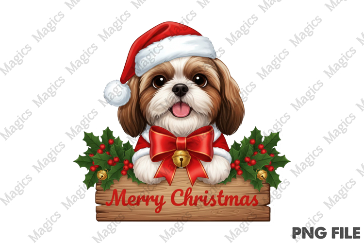 Cute Christmas Dog PNG