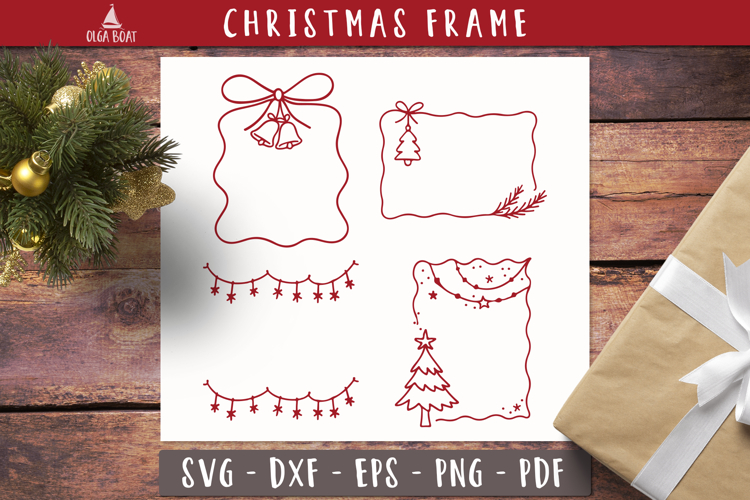 Cute Christmas doodle Frame SVG