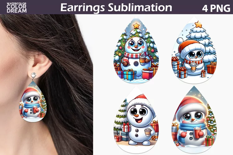 Christmas Teardrop Earrings | Snowman Teardrop Earrings