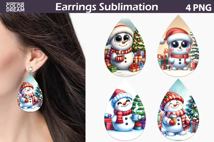 Christmas Teardrop Earrings | Snowman Teardrop Earrings
