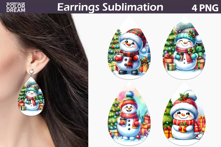 Christmas Teardrop Earrings | Snowman Teardrop Earrings
