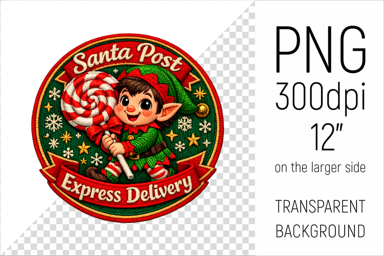 Santa Post Elf Clipart | Vintage Embroidery Style